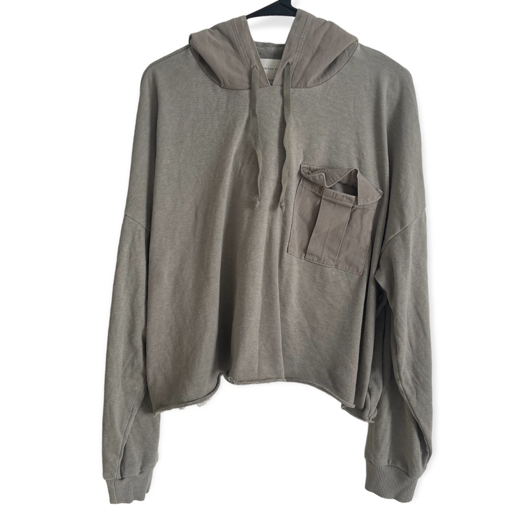 American Eagle Cropped Hooded Sweatshirt Size Medium